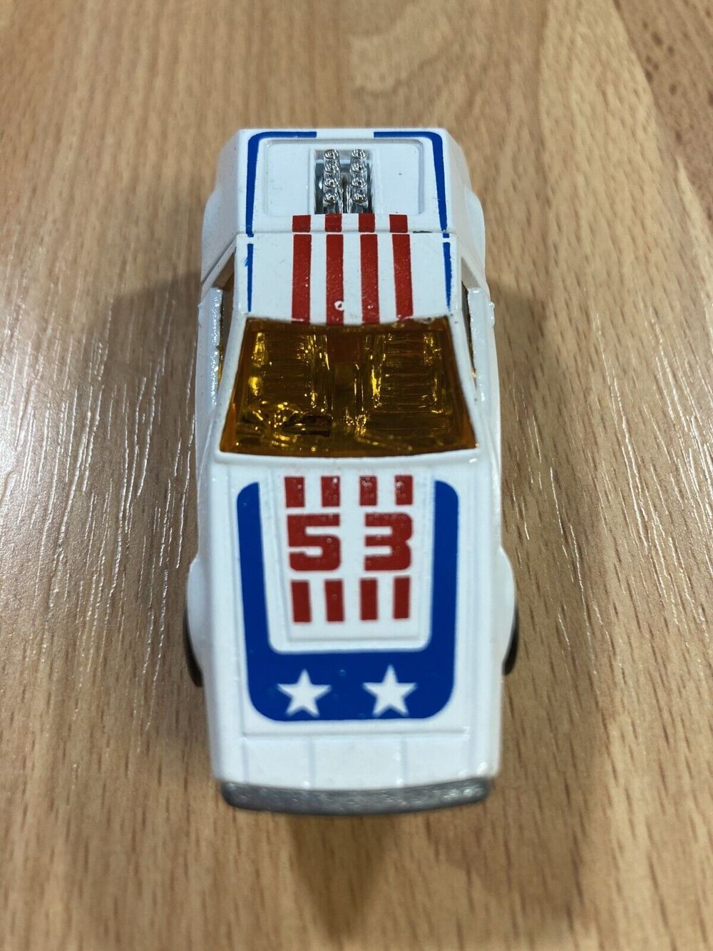 Matchbox Superfast ‘Tanzara’ No. 53 • White Enamel • American Flag theme • 1972